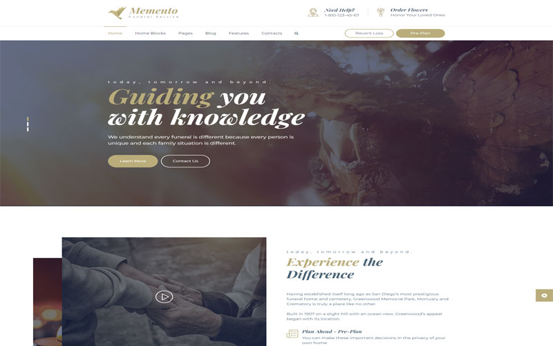 Mẫu giao diện website dịch vụ tang lễ thu hút